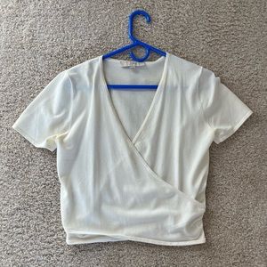 Loft Cream V Neck Wrap Top